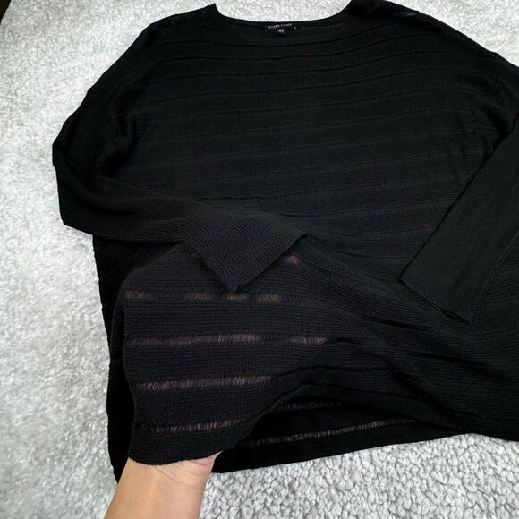 Eileen Fisher Black Viscose Sheer Oversized Lightweight Sweater - Picture 5 of 6